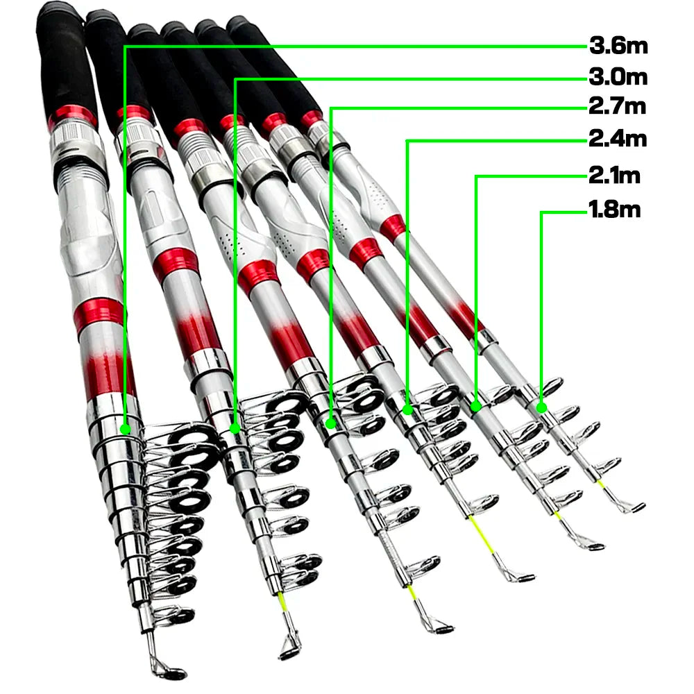 1.8M -2.1M-2.4M-2.7M-3M-3.6M Portable Telescopic Fishing Rod Mini Feeder Fishing Rod Carbon Fiber Spinning Portable Ultralight Fly Carp Tackle Professional Fishing Supplies