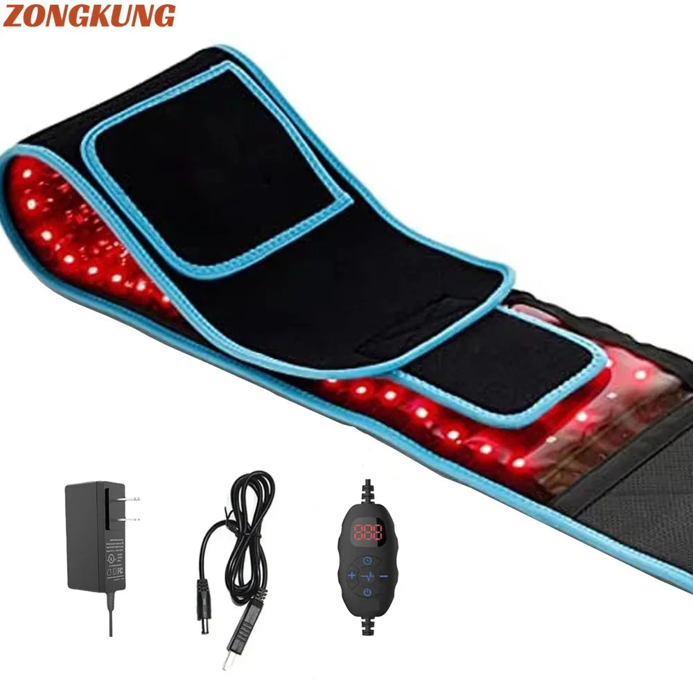 Red ＆Infrared LED Light Therapy Belt 850nm 660nm Back Pain Relief Wrap Burn Fat Wrap Slimming Machine Waist Heat Pad Full Body Massager