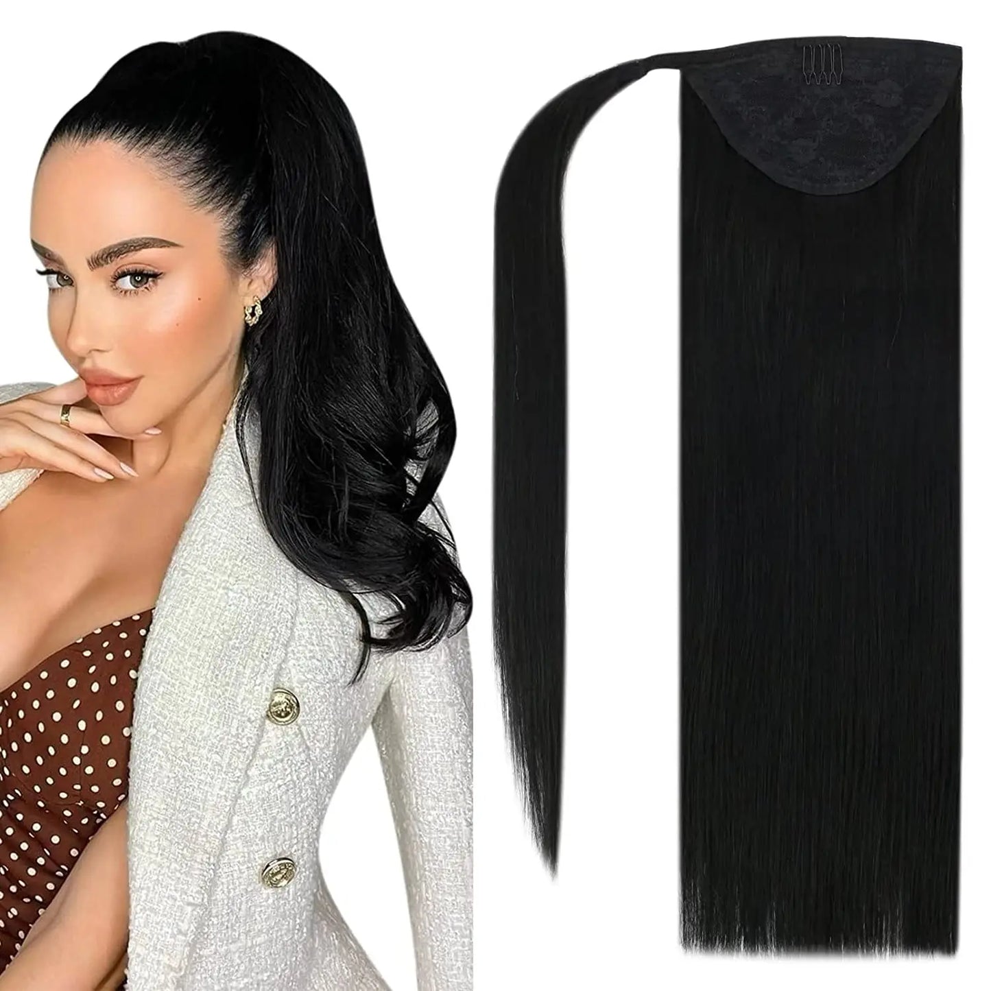 NEW  Ponytail Natural Human Hair 14-22" Highlight Ponytail Extensions 100% Real Human Ponytail Hair Extensions 80g/Set For Women