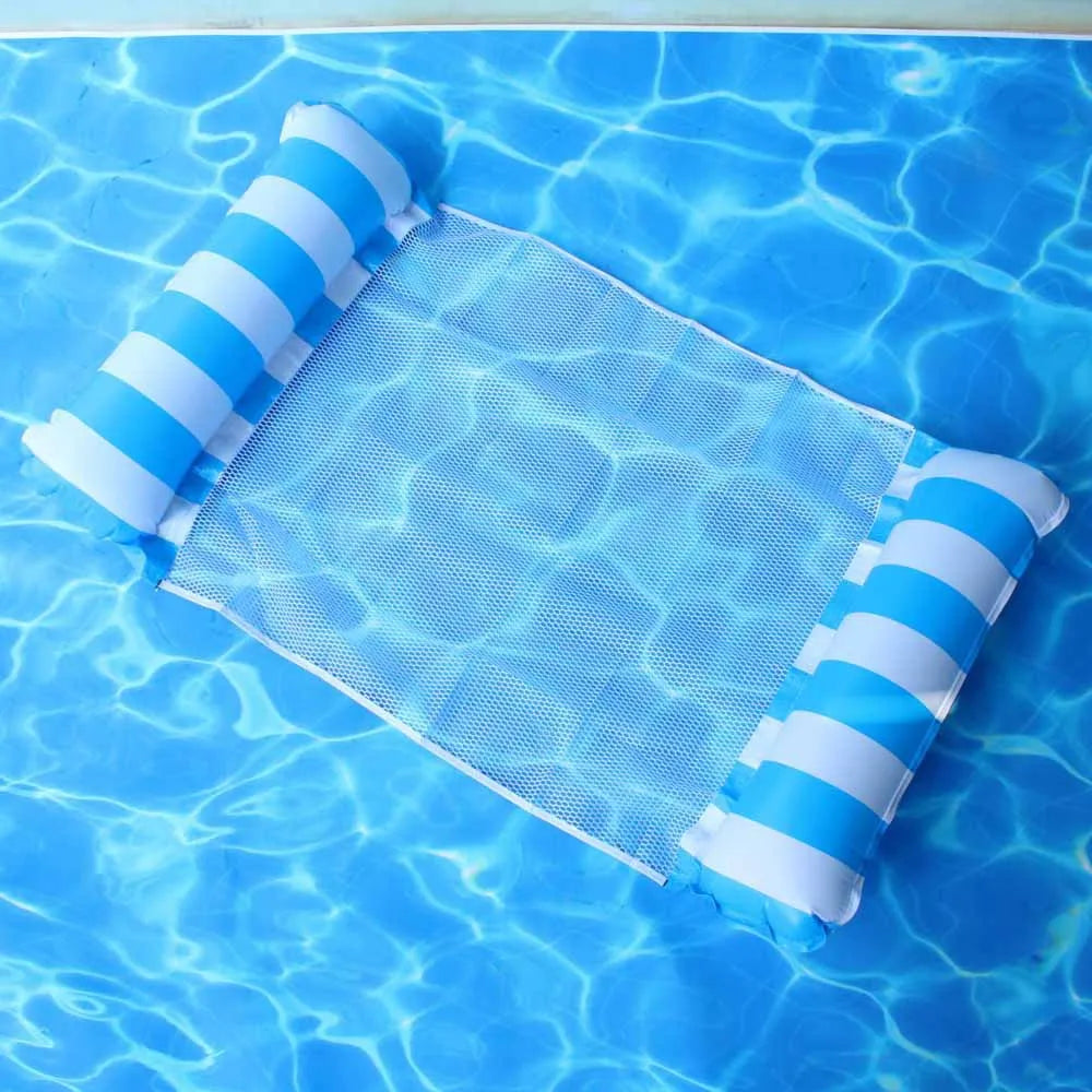 NEW Arrivals 2PCS Set 10 Colors/Styles Summer Pool Float Mat - Striped Inflatable Lounge Chair & Hammock for Adults Kids Water Sports Toys Home Swimming Pool Beach Inflatable Mattress