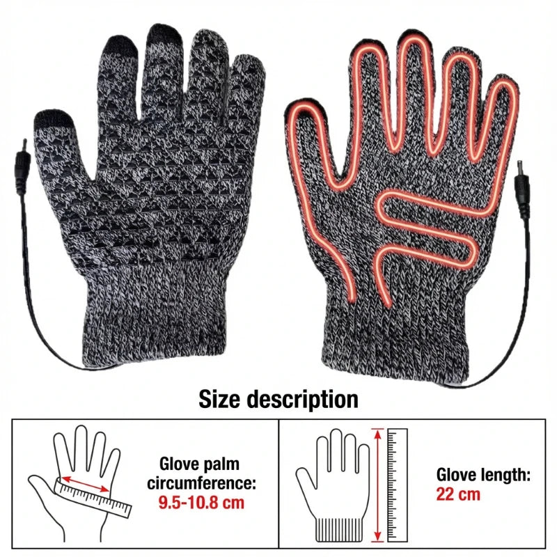 Full Hand USB Heated Gloves Touchscreen Rechargeable Thermal Thickened for Skiing Motorcycle Cycling Commuting Outdoor Winter Activities