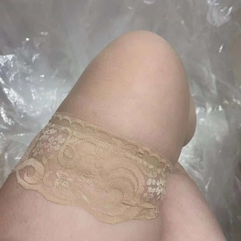 NEW Arrivals 2 Pairs Women Sexy Lace Stockings Plus Size High Elastic Thigh High Socks Transparent Over Knee Sock Temptation Pantyhose Tights Curvy Women Underwear Apparel Accessories Sets
