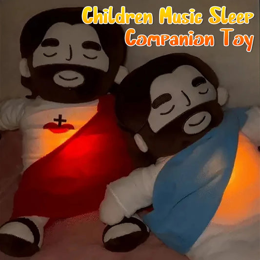 Jesus Christ Plush Baby Soothing Breathing Toy Jesus Doll Plush Toy Four-Gear Adjustment Children Music Sleep Companion Toy Kids Xmas Gift