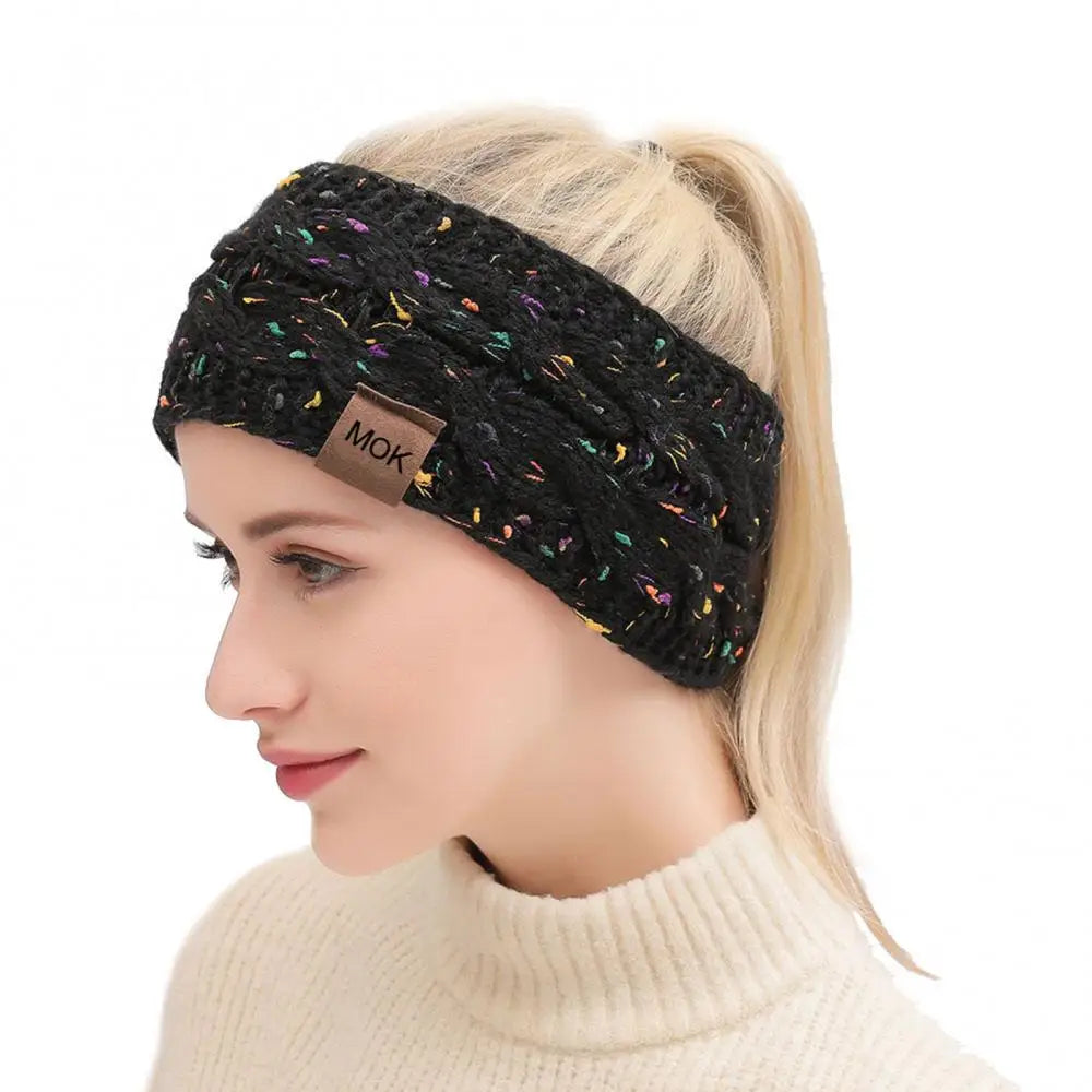 NEW Arrivals 12 Colors Winter Thicken Knitting Woolen Yarn Wide Headband For Women Plush Lined Headwrap Turban Hairbands Keep Warm Female Ear Warmers