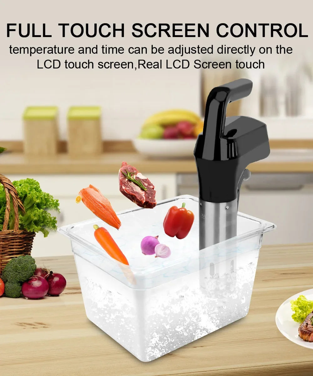 NEW 1100W Vacuum Sous Vide Cooker LCD Touch Screen Digital Display Immersion Circulator Accurate Cooking Waterproof Smart Slow Cooker App Control Connected Cooking
