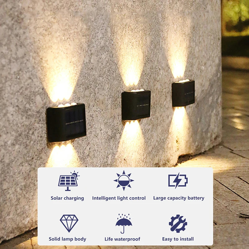 Solar Wall Lamp Outdoor Waterproof Led Decorative Lights Up and Down Garden Yard Street Landscape Balcony