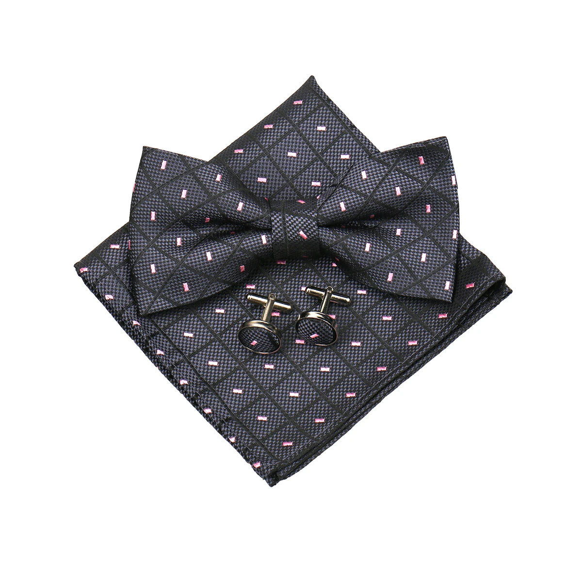3 PCS Set 55 Colors Luxury Paisley Bowtie Suit Man Bow Tie Pocket Square Cufflinks Wedding Bowknot Accessories Butterfly Neckwear Adjustable Adult Ties
