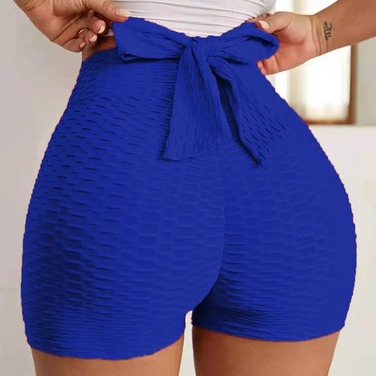 S - 2XL High Stretch Curve-Hugging Women Shorts High Waist Lace-Up Women's Sports Shorts Slim Fit Breathable Yoga Cycling Running