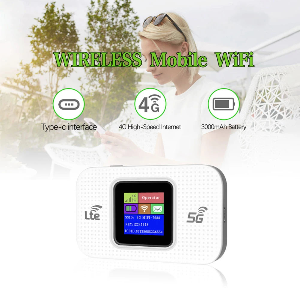 4G LTE Router Wireless Wifi Router 150Mbps Portable Pocket Mifi Modem Sim Card Slot Mobile Wifi Hotspot 150Mbps for Outdoor Car