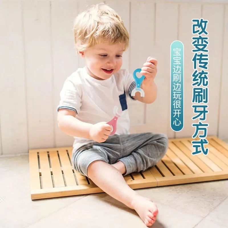 2 PCS Set Baby Toothbrush Children 360 Degree U-Shaped Child Toothbrush Teethers Baby Brush Silicone Kids Teeth Oral Care Cleaning Tools