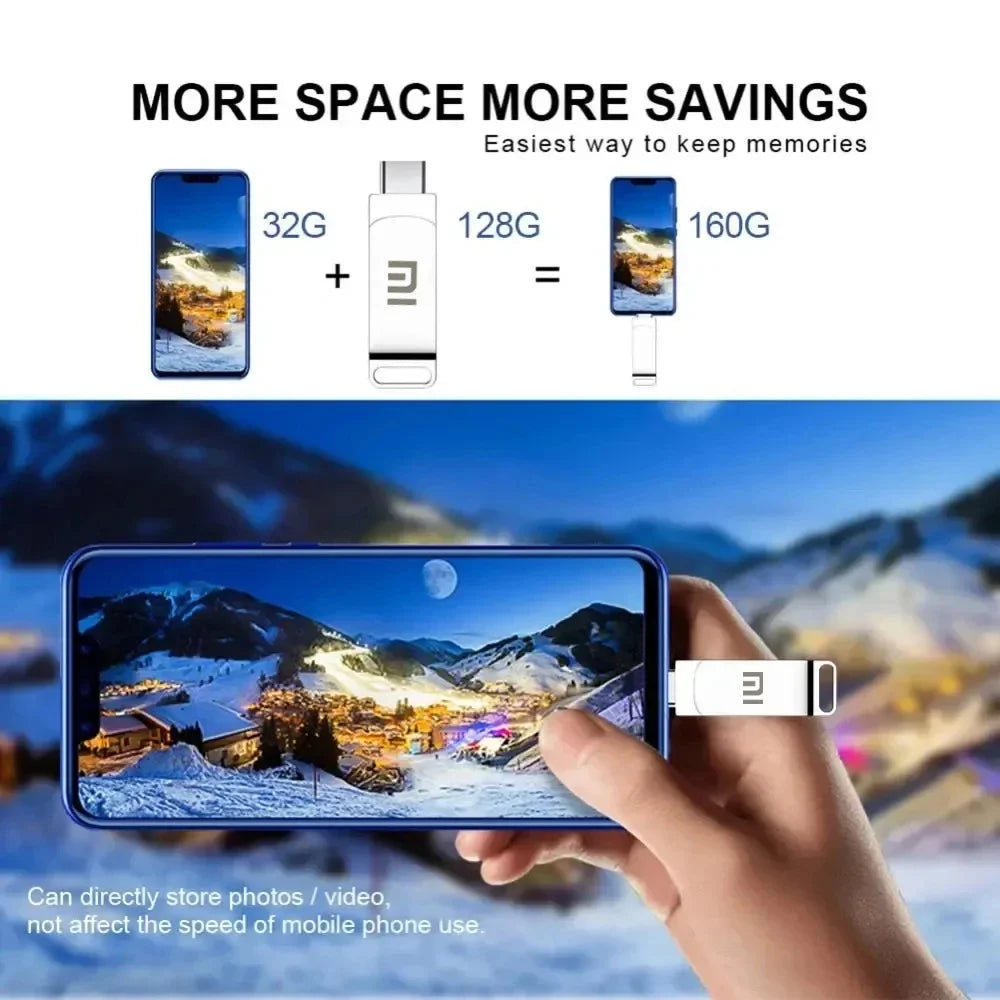 Xiaomi 16TB 3.0 USB Flash Drive Metal High-Speed Pen Drive 2TB 512GB Waterproof Type-C USB Pen Drive For Computer Storage Devices