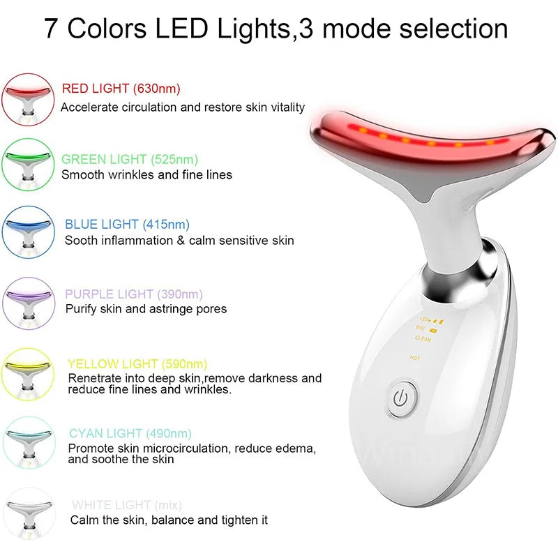 NEW 7 Colors Electric Neck Face Anti Wrinkle Facial Massager Neck Face Beauty Device Skin Tighten Facial Lift Device Reduce Double Chin Skin Care Tool Ladies Beauty Salon Spa Supplies