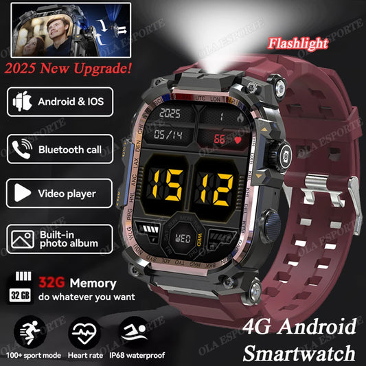 NEW Arrivals Flashlight 4G Android Smart Watch APP Store GPS Tracker 930 mAH Video Chat Rotation Camera Waterproof 4G SIM Card Smartwatch Sports Electronic Supplies