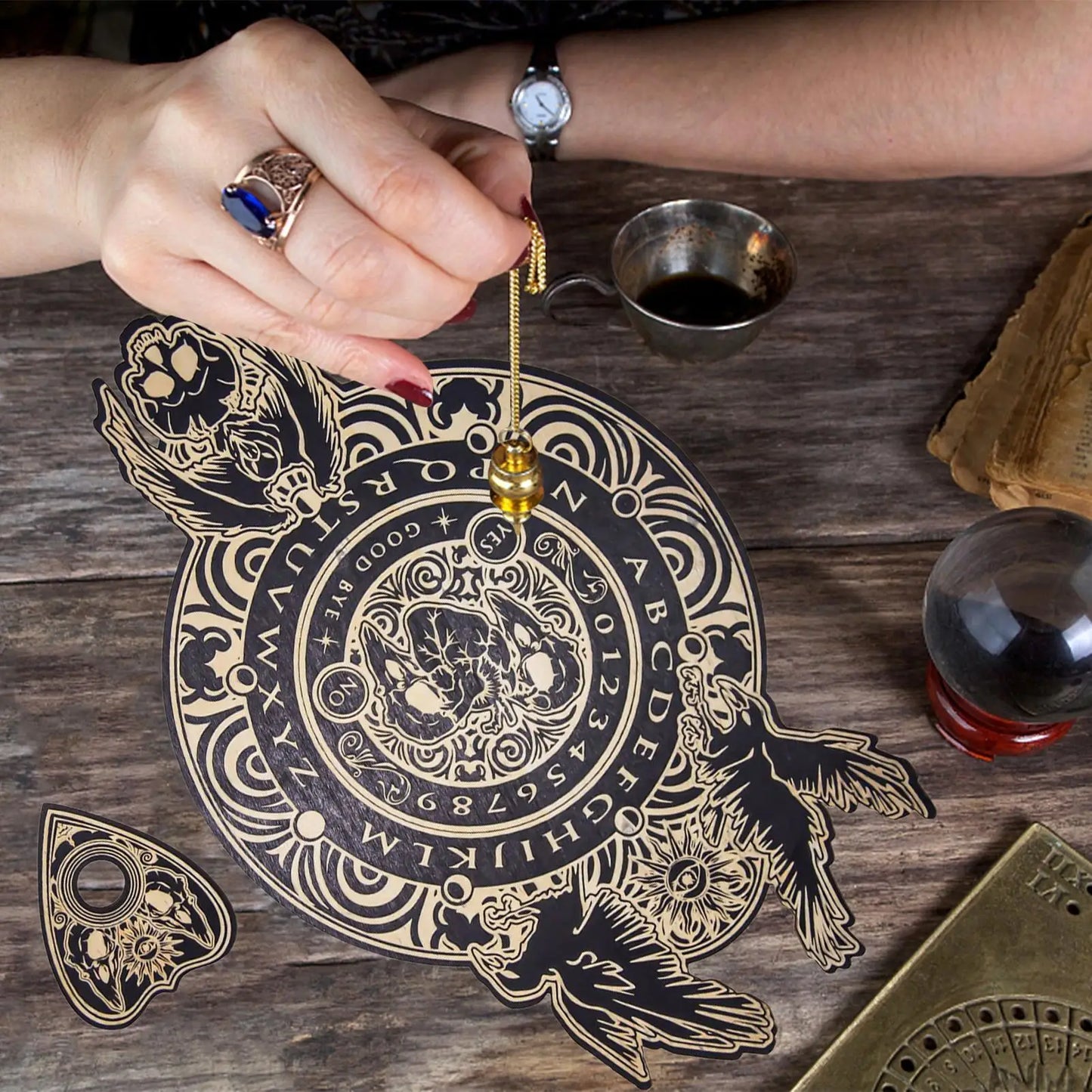 NEW Paranormal Spirit QUIJA Board Wood Talking Board Eagle/Tree/Scull for Divination Tabletop Decision-Making Aid Entertainment Prop for Group Games Gathering Fun
