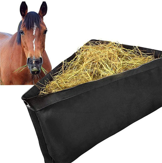 New Horses Corner Feeder Deep Corner Hay Bag Large Capacity Hay Feed Bags with Mesh Bottom Snaps for Horse Trailer Stall