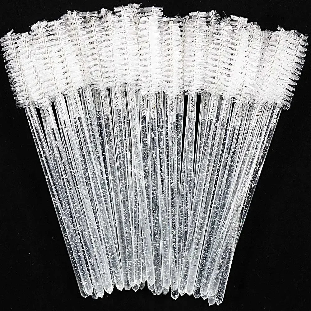 50PCS Set Black/White Color Disposable Crystal Eyelashes Brush Comb Eye Lashes Extension Mascara Wands Makeup Professional Makeup Beauty Tools