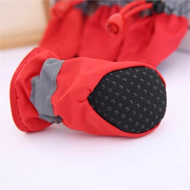 4pcs Antiskid Puppy Shoes Waterproof Winter Pet Dog Anti-slip Rain Snow Boots Footwear Thick Warm For Pre-walkers Socks Booties