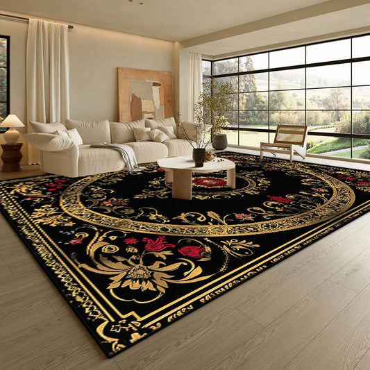 10 Types/Colors Luxury Uzbekistan Modern Black Luxury Carpet Living Room Golden Border Antiskid Coffee Tables Mat Soft Foldable Office Lounge Decor Rug Easy Clean