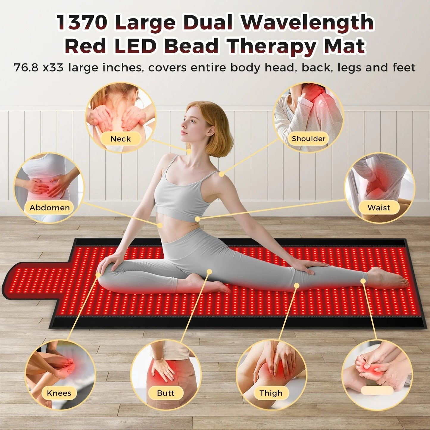 HOT SALE 325/1370/2570pcs LED's Red Light Therapy with Remote Control Infrared Mat 660nm 850nm Red Light Blanket Pad Phototherapy Waist Heating Body Pain Relief Full Body Healing Muscles Back Legs Treatment Machine Health Car