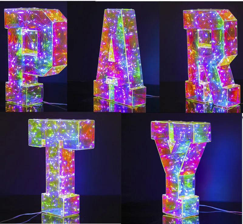 NEW Arrivals Novelty Laser Letters LED Luminous Alphabet Numbers Lights Illusory Christmas Decorative Lamps For Wedding Birthday Xmas New Year Eve Outdoor Garden Lawn Courtyard Decoration Accessories Supplies