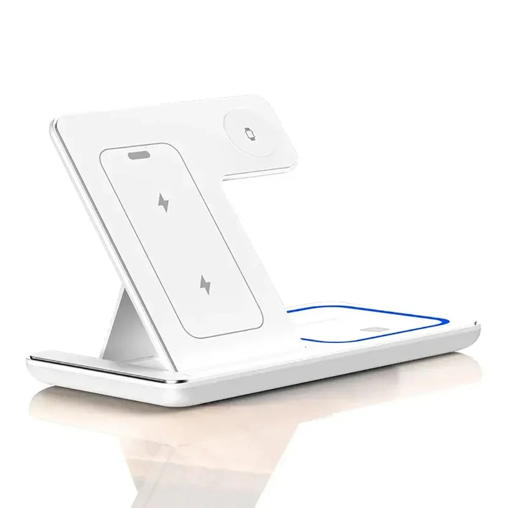 3 in 1 Wireless Charger Stand 30W LED Foldable Wireless Charger For iPhone 16 15 Pro Max iWatch 8 7 Airpods Charge Dock Station for Home Office Electronic Accessories Sets