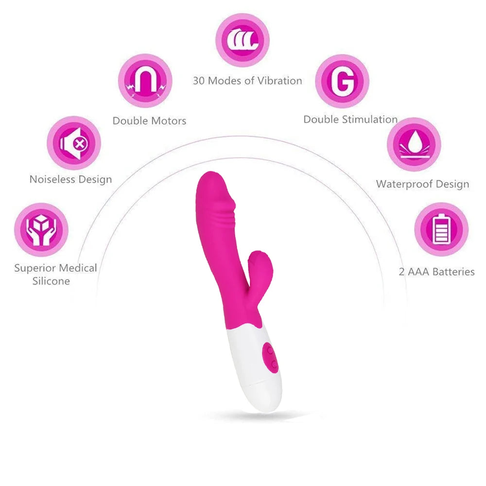 Rabbit Vibrator for Women Clitoris Stimulator Vagina Massage Powerful G Spot Silicone Dildo Female Sex Toys Adults Goods