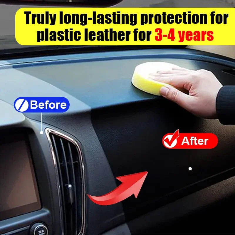 NEW Arrivals Car 300ML + Towel+ Sponge Set Plastic Restorer Back To Black Gloss Plastic Renovator Long Lasting Coating Leather Restore Auto Polish Cleaning Products Car Accessories