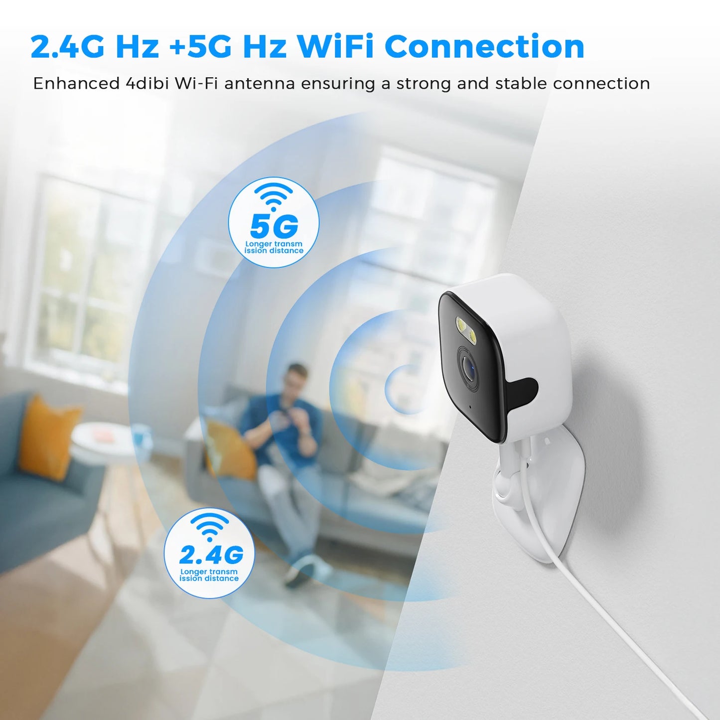NEW 5MP with 128G Card Mini Wi-Fi IP Camera Indoor Human Detection 5X Zoom Surveillance Baby Monitor CCTV PTZ with O-Cam Pro App Support SD Card Home Security Supplies