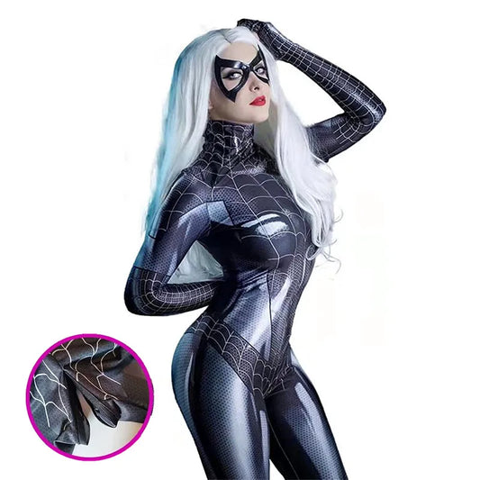 Movie Character Costume Sexy Jumpsuit with Mask for Halloween Cosplay Party with Cutout