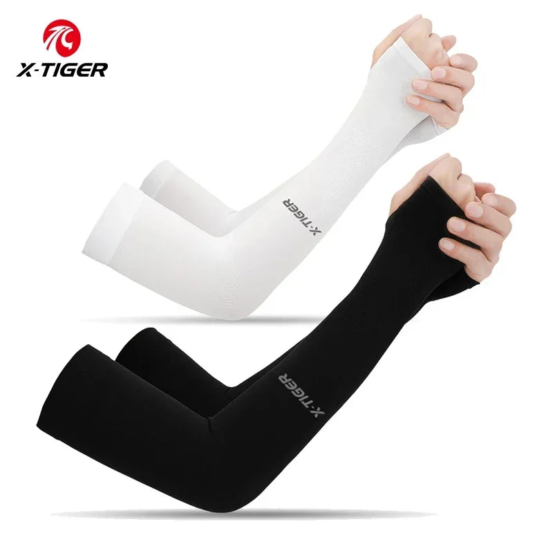 NEW Arrivals 2 Pair Set Cycling Outdoor Running Fitness Gym  Arm Sleeves Ice Fabric  Anti-UV Sunscreen Running Cycling Sleeve Arm Warmers Women Men Sports Accessories Supplies
