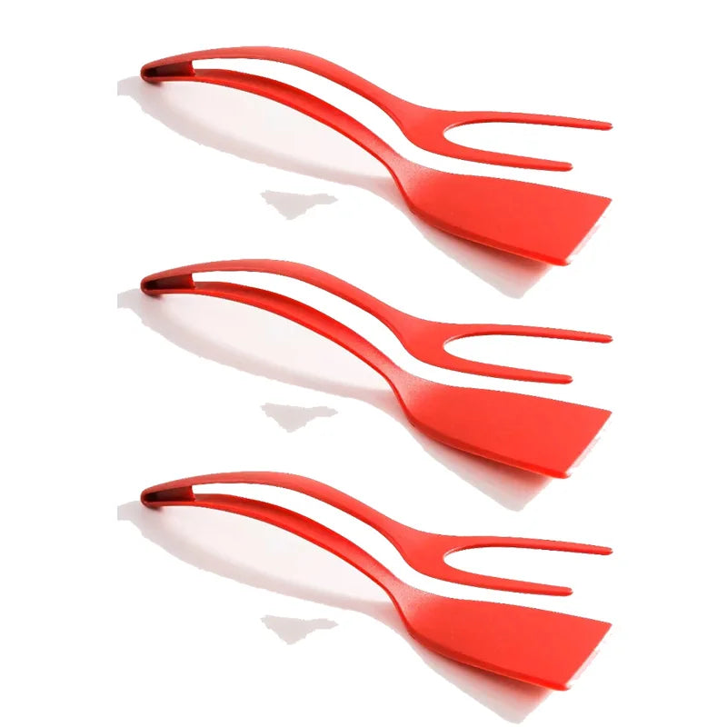 3 PCS Set Egg Flipper Spatula 2 in 1 Grip and Flip Spatula Tongs Silicone Egg Flipper Tool Fish French Toast Tongs Non-Stick Cooking Accessories Kitchenware Tools
