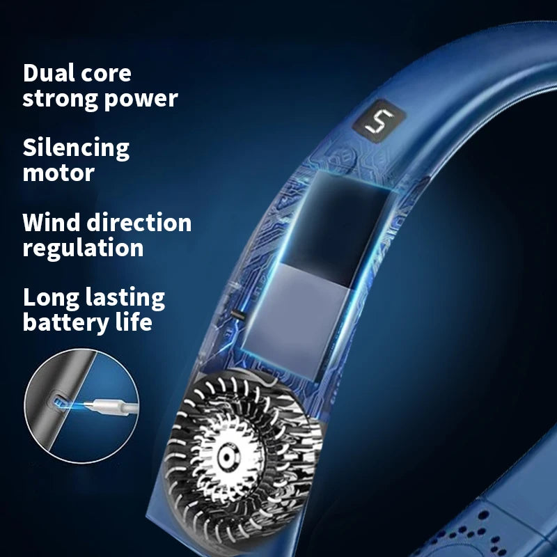 4 Colors Neck Powerful Fan, Neck Cooling Device, Strong Wind  Noiseless Quiet, Long Battery Life, Summer Cooling Must-Have Item