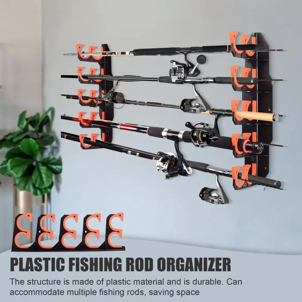 Home Garage Top Quality Fishing Rod Organizer Wall Mount Fishing Rod Holder With Mounting Screws Garage Horizontal Fishing Pole Display Organizer Stand Fishing Accessories
