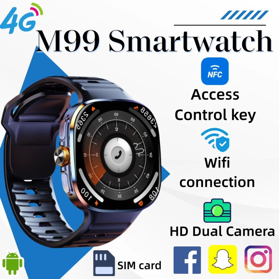 NEW Arrivals  M99 5G Smartwatch 2.4-inch AMOLED Android OS Rotary Camera SIM Card Slot Wi-Fi 24/7 Health Monitoring for Men and Women