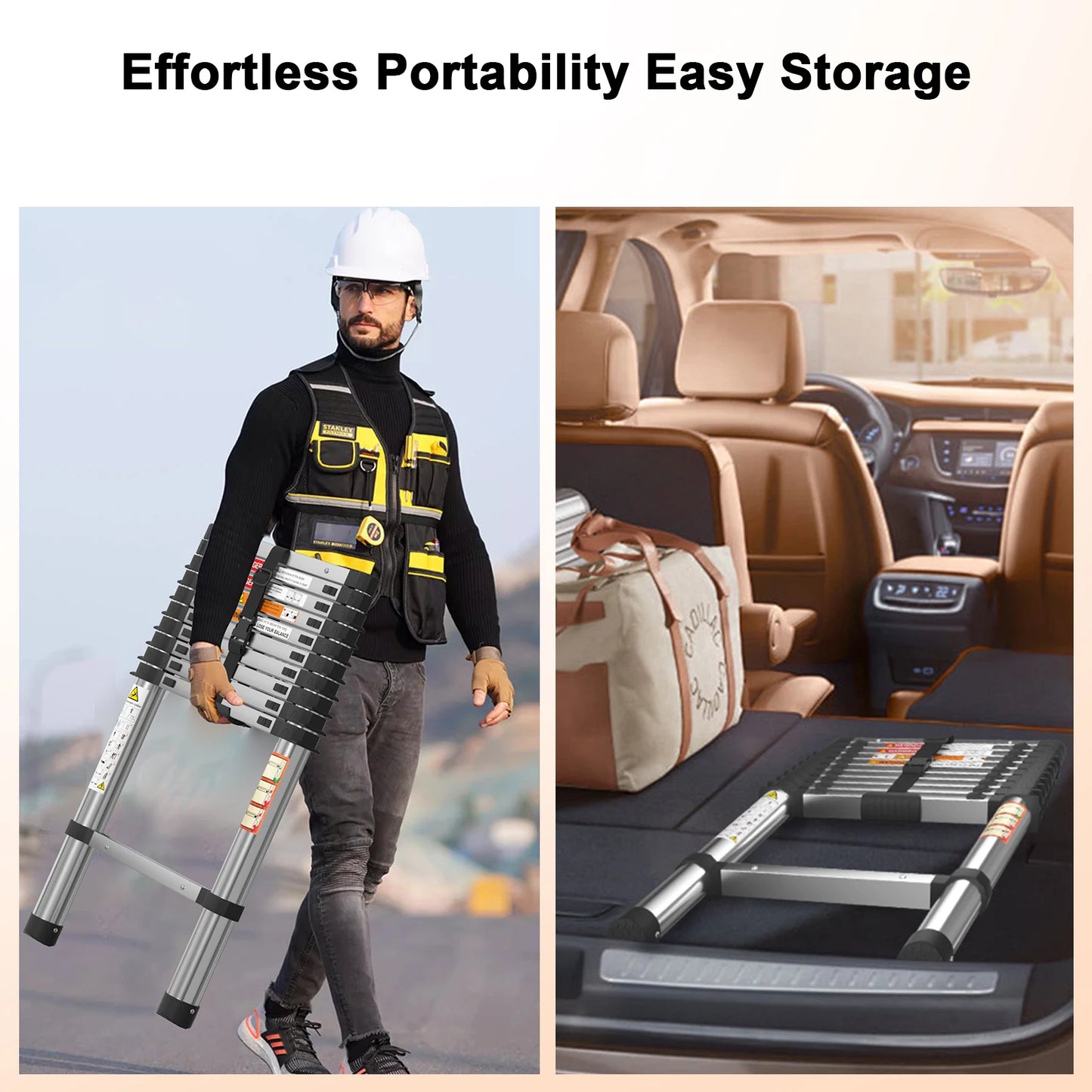 Telescopic Ladder Stainless Steel, Load 150kg, Convenient Extendable ,For Pulling Walls, Changing Light Bulbs, Repairing Roofs, RV Home Work Heavy Duty Accessories