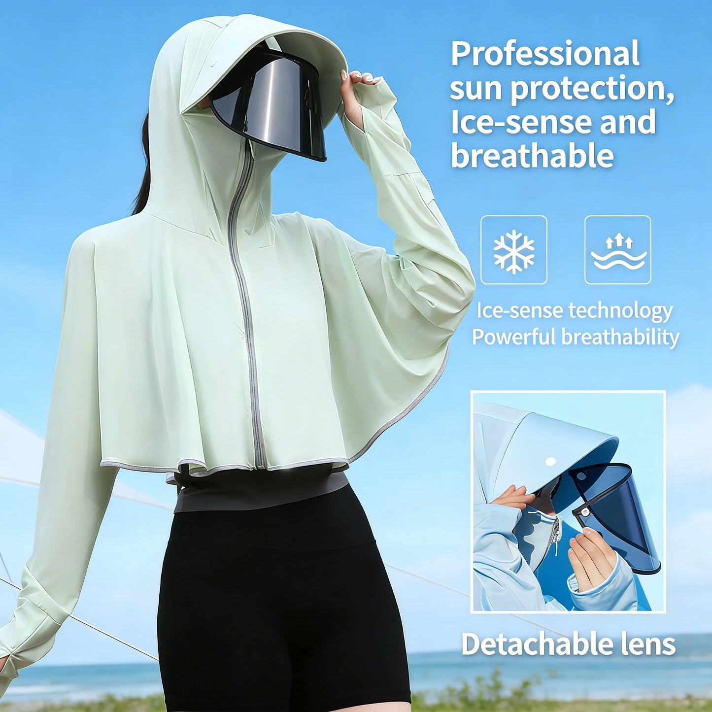 1/2/4 PCS Ice Silk Set 5 Colors Women's UV Protection Cape Hoodie Ice Silk Breathable Sun Shirt Spring Summer Loose Fit Jacket for Outdoor Hiking Sun Protection