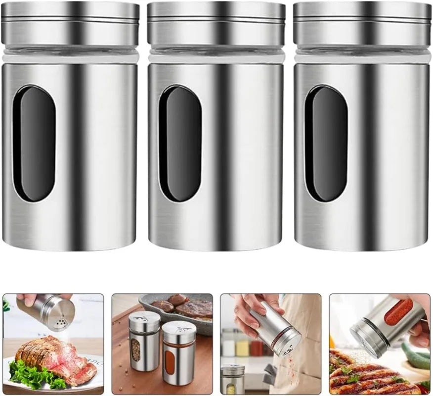 201 Stainless Steel Seasoning Jar Condiment Salt Sugar Shaker Pepper BBQ Camping Picnic Spice Storage Box Powder Bottle Container Toothpick Holder Kitchenware Accessories
