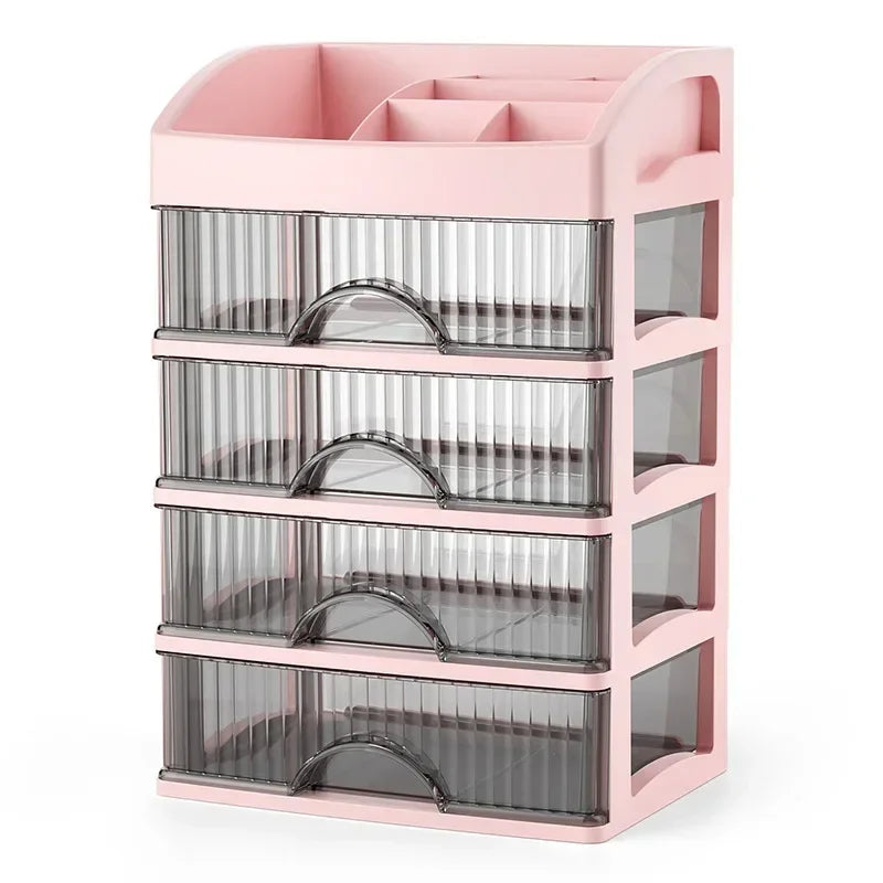 NEW Arrivals 2-3-4 Layers Large Capacity Transparent Make-Up Storage Box Multi-Layer Multi-Functional Desktop Organizer, Drawer Jewelry Makeup Storage Box Women Cosmetic Supplies