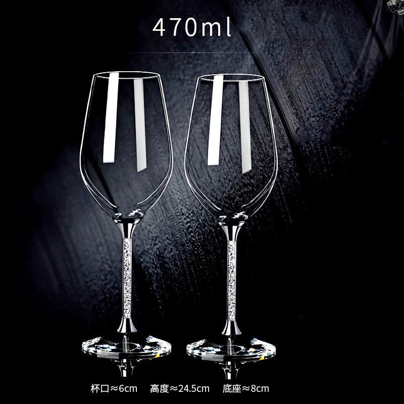 2 PCS Set Luxury Wine Glasses Crystal Champagne Flute Hand Blown Lead-Free 230/360/470/600ML Glass Cup Good Gifts for Wedding Anniversary Christmas Wine Home Restaurants Hotels Barware Accessories