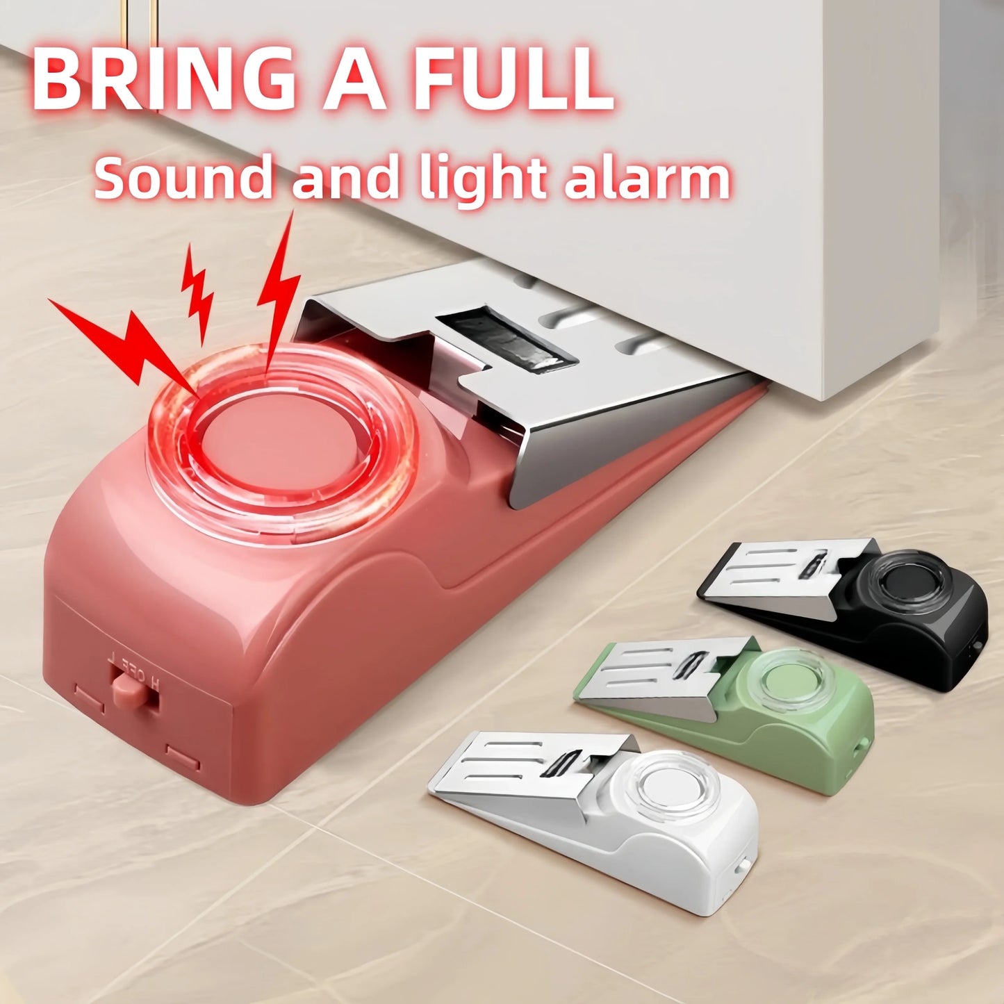 NEW 2-4 PCS Set Sound and Light Portable Anti-Theft Alarm Anti-Wolf Household Door Stopper Crack and Door Plug Hotel Office and B&B Home Alarm for Girls Women Living Alone Home Security Supplies