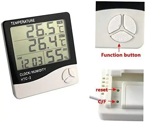 LCD Digital Temperature Humidity Meter HTC-2/HTC-1 Home Indoor Outdoor Garden Hygrometer Thermometer Weather Station with Clock Household Home Supplies