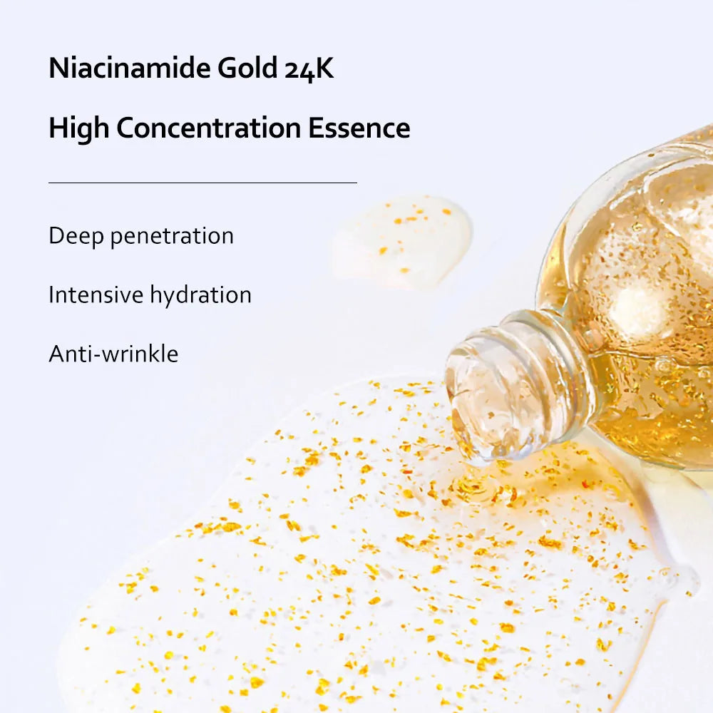 Korean Skincare Set 24K Gold Niacinamide Face Serum Anti Aging Skin Products Remove Dark Circles Collagen Eye Cream Skin Care Kit