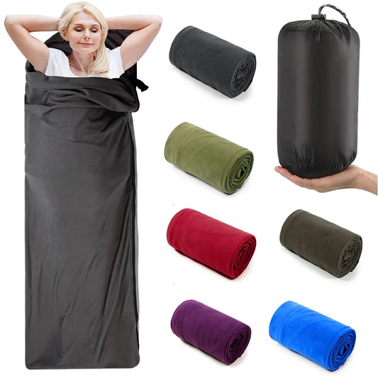 Soft Fleece Sleeping Bag Liner Camping Blanket Ultra-light Outdoor Travel Sheets Tent Bed Warm Sleeping Bag