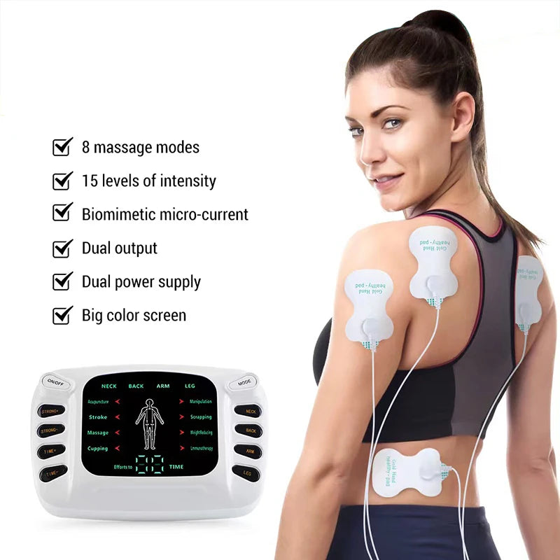 Full Set Electrical Muscle Stimulator + Slippers + Socks English Button Therapy Massage TENS Electronic Massager  Physiotherapy TENS Machine Health Care Supplies