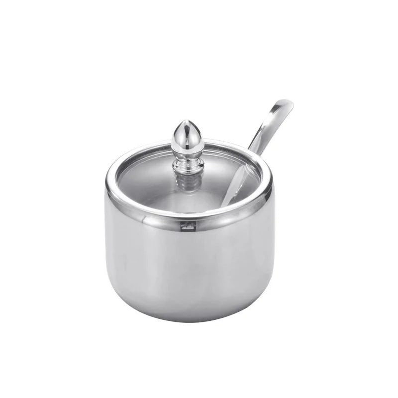 Home Villa Restaurants Hotels Household Luxury 304 Silver/Gold Color Stainless Steel Seasoning Tank Buffet Restaurant Hotel Seasoning Salt Storage Tank with Holder Rack Home Kitchenware Tools Sets