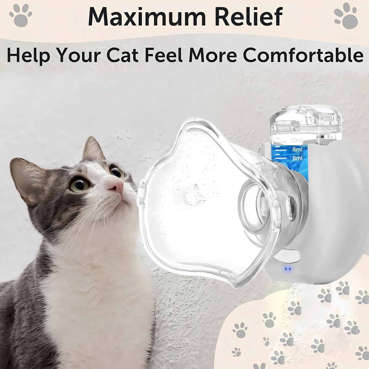 Dogs and Cats Asthma Bronchitis Pneumonia Wireless Inhaler Cool Mist for Home Use Pet Nebulizer for Cats & Dogs - Easy-to-Use Electronic Animal Nebulizer for Respiratory Relief & Pet Health