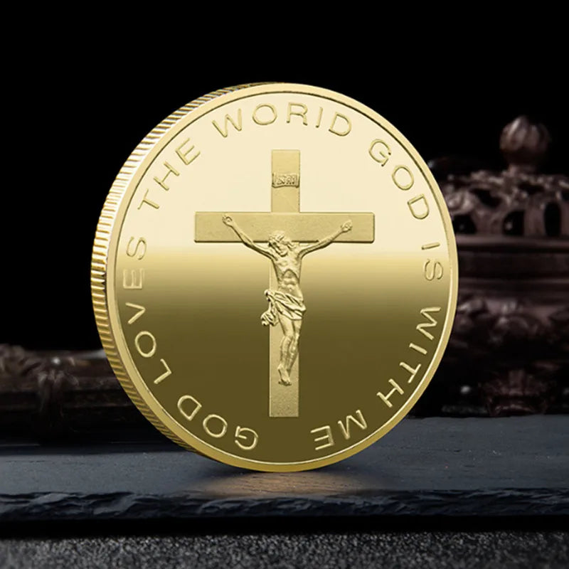 JESUS Commemorative Coin Christ Metal Medallion Gold Plated Silver Coin Religious  Coin Collection