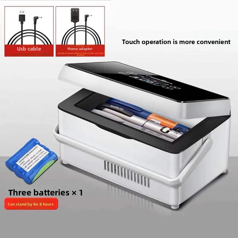 Home Outdoor Travel Car Train Airplane Dual Use Insulin Injections Cooler Fridge USB Rechargeable and Plug Portable Constant Temperature Medicine Storage Pills Case Medicines Cooler Refrigerator