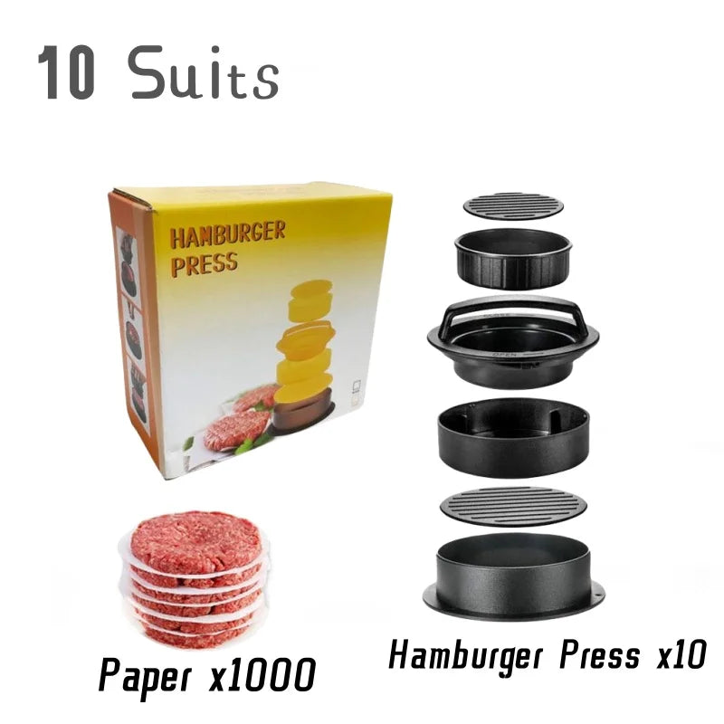 NEW Set Non Stick Hamburger Meat Press Maker Round Shape Stuffed Burger Patties Beef Grill Pie Press Mold Kitchen Accessories