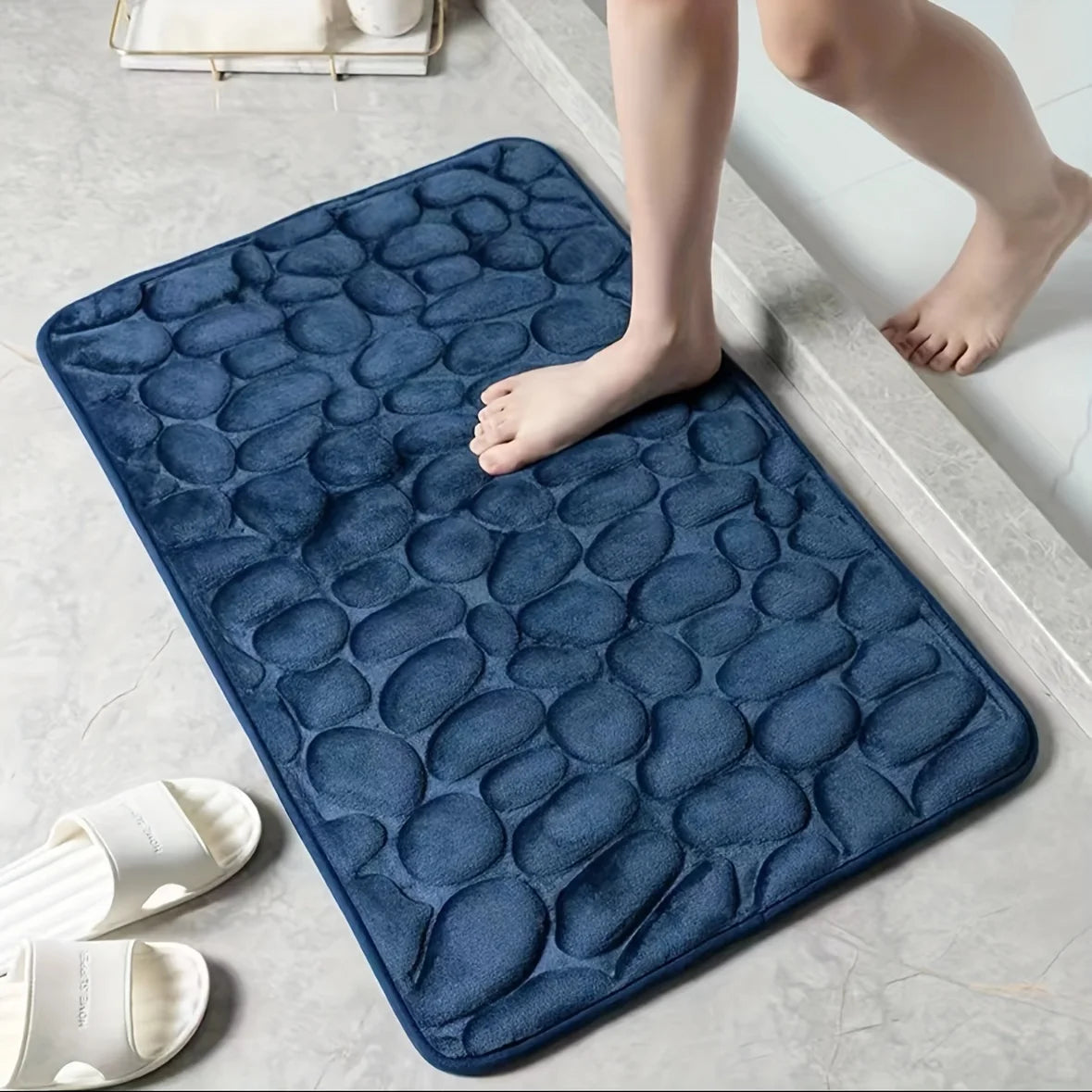 3D Memory Foam 40x60CM 50X80CM Thickened Bathroom Foot Massage Mat Fiber Carpet, Bathroom Kitchen Living Room Anti Slip Mat, Pebble Floor Mat, Household Non-Slip Entry Mat ﻿Bathroom Accessories